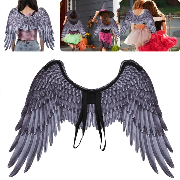 Stor Vinge Sort Halloween Fest Cosplay Kostume Tilbehør til Drenge Piger