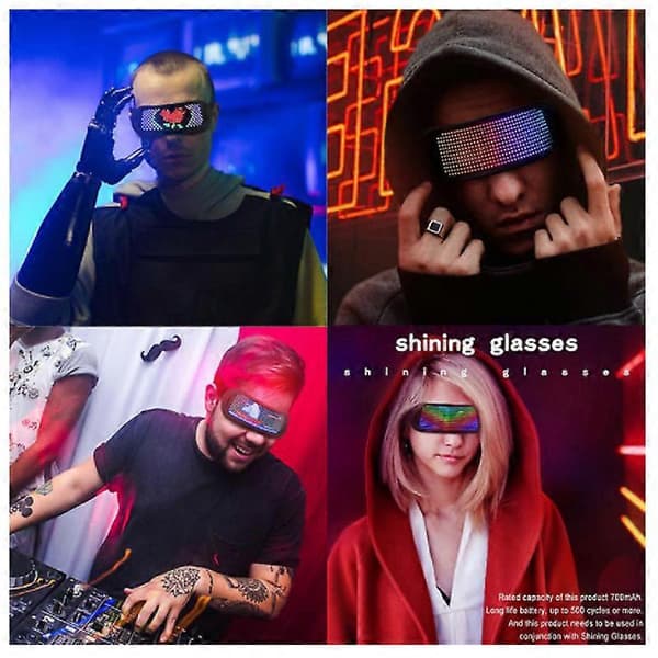 Led-lasit Bluetooth-valolasit Futuristiset elektroniset visiirivalolasit