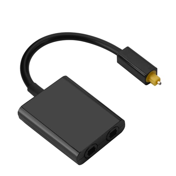 Svart Dual Port Toslink Optisk Audio Splitter 1 Input 2 Output