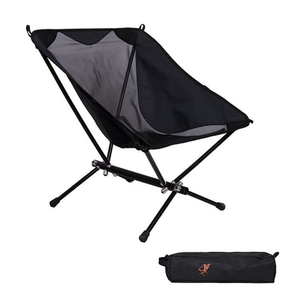 Ergonomisk Udendørs Sammenklappelig Campingstol Bærbar til Vandreture Strandrejser Picnic Sort