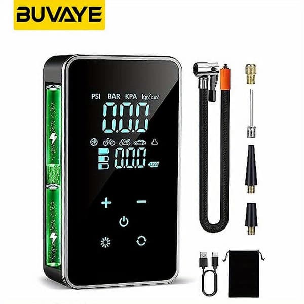 [DT]BUVAYE Bildäckspump Pekbil Bekväm Elektrisk Pump Multifunktionell Automatisk Högtrycksspolande Luftkompressor Black
