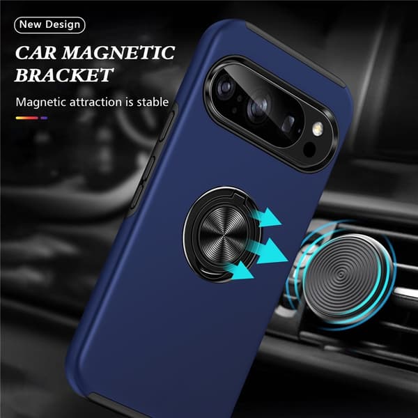 Til Pixel 10 Pro / Pixel 10 Deksel Hybriddeksel med Fingerring - Blå Dark blue blue