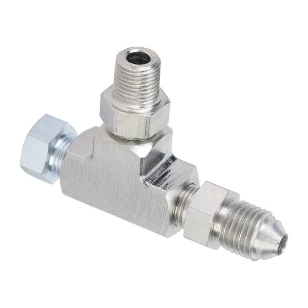 1 8 NPT till 4AN 3-vägs T-adapterkoppling Plug Block Oljematning Trycksensor
