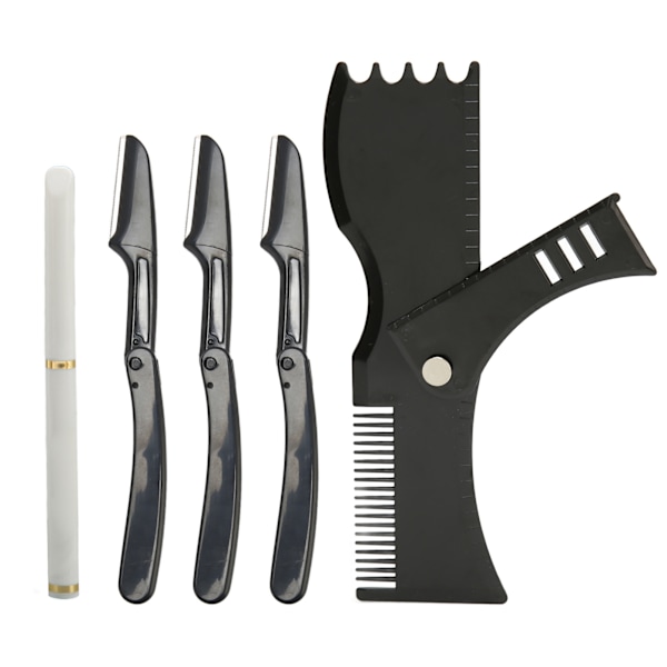 Cross-Border Operations Expert: White Barber Pencil Black Beard Stencil Guide Template Kit for Trimming and Grooming Beard Shape"