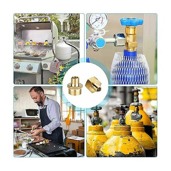 Gassadapter Kobber Gasslangeadapter Gassylinder Tilkoblingsadapter, 2 Stykker