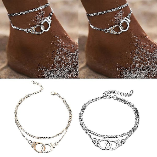 Guld Silver Handbojor Anklet Par Beach Anklet silver