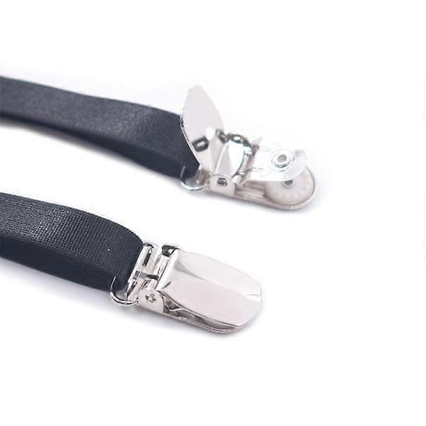 Svarte sexy strømpebånd for lårhøye strømper, metallklips