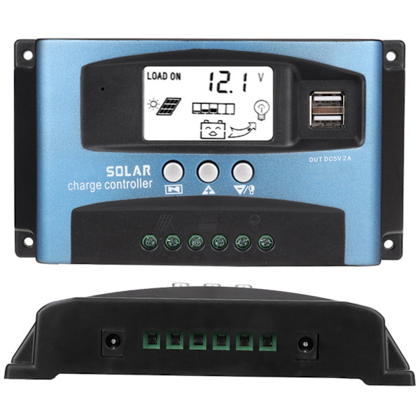 MPPT 60A Solar Charge Controller Dubbel USB LCD-skärm 12V 24V