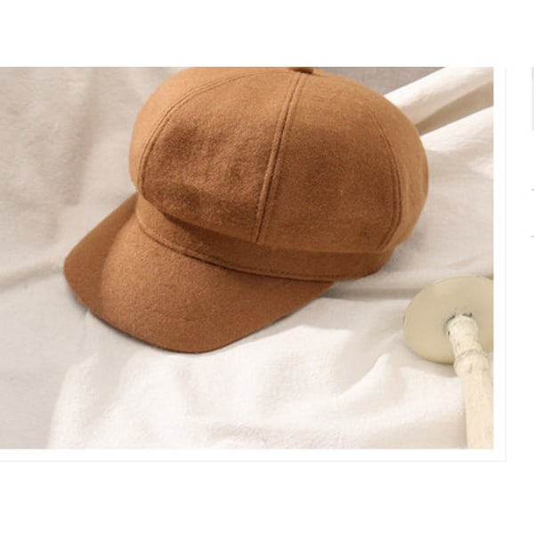 Cap Varm cap Platt åttakantig topplock beige