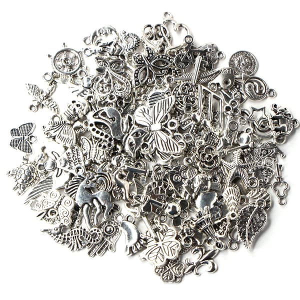 DIY Sølvlegering Anheng Tilbehør for Armbåndslaging 100 Stiler