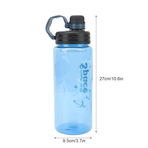 1500ml Matboks-PC Sports Drikkeflaske med Måleskala for Gym, Sykling og Løping - Blå