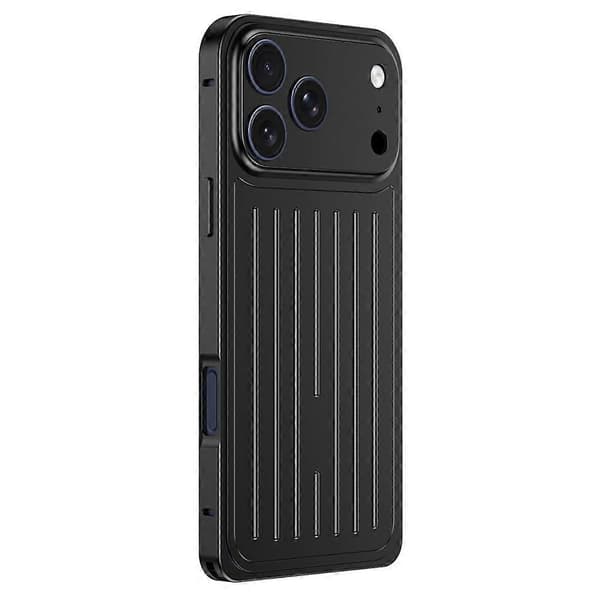 Kompatibelt etui til iPhone 17 Pro Max med søhestespænde, bagagedesign, telefonetui i aluminiumslegering Black