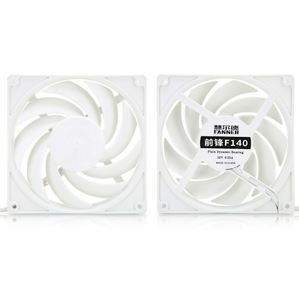 F140 14 cm Lav Støj Hvid CPU Køleventilator til Stationær Computer