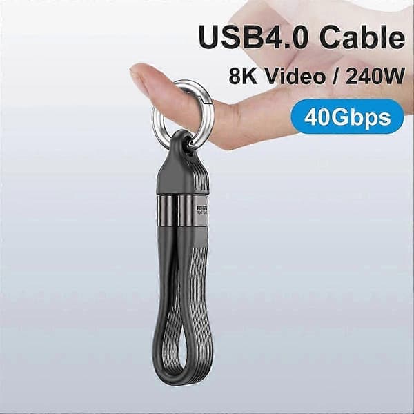 3 STK Nøkkelring PD 240W Hurtigladekabel 40Gbps USBC til C Hurtigladekabel Harddisk Dataoverføring