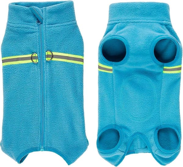 【DENGTU】Polarfleecejakke til hunde, heldragt, hundedragt med D-ring, reflekterende heldragt Blue
