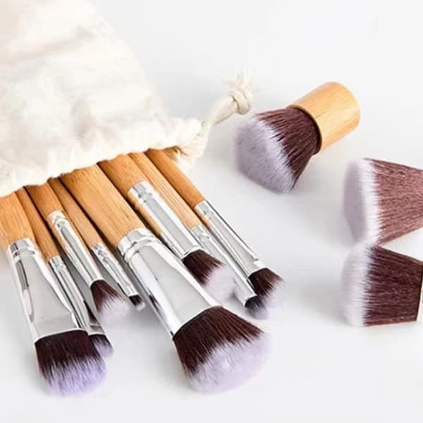【DENGTU】Easy Application Makeup Brushes, Professional Set Including 11 Pcs, Bamboo Handle and Synthetic Fiber, Comfortable Grip, Precise Control, Soft
