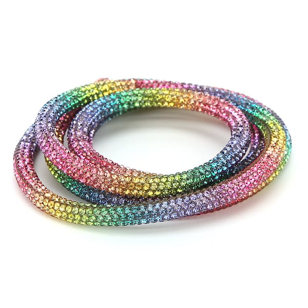 Regnbåge Strass Tub Rep Band för DIY Bröllopsklänning Kostym Dekorations Tillbehör