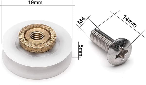 Sett med 8 Dia 19mm dusjdørhjul i rustfritt stål