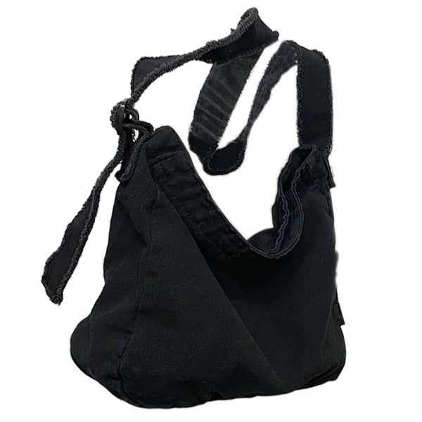 Tvättbar canvasväska, utsliten axelväska, enkel messenger bag black