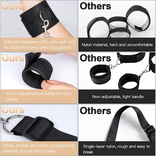 【DENGTU】Bondage Sæt - Ikke specificeret - Justerbart - Blødt Materiale - Til Voksne Par - Sort