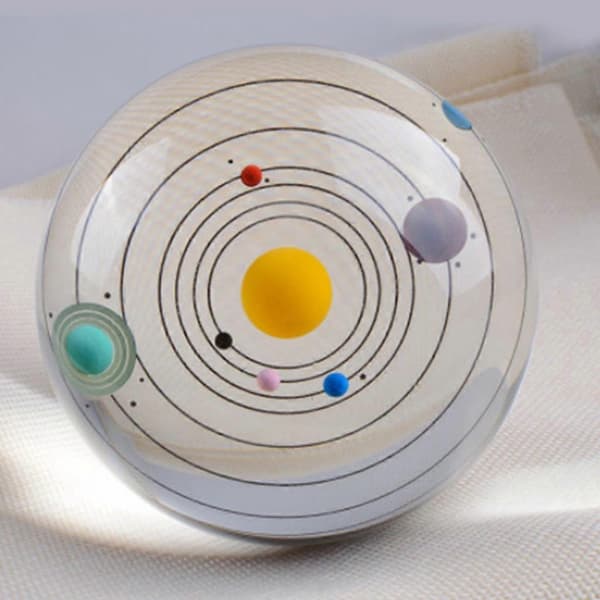 3D Solsystem Krystalkugle med LED Farverig Belysning Berøringsbase, Solsystem Model Indretning Videnskab Astronomi Gaver Gud musta2