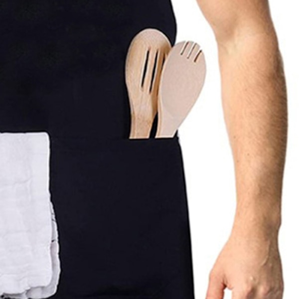 2-pack svart nackbandförkläde vattentätt enfärgat med 2 fickor, perfekt för grillning, restaurang och hemmabruk.