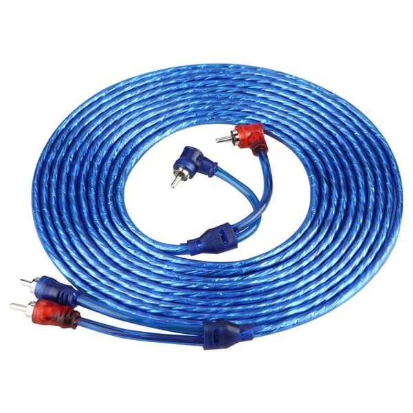 5 Meter AUTO Bil Blå Transparent RCA Audio Interconnect Kabel Ultra Flexibel
