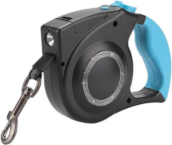 Infällbart hundkoppel Justerbart kraftigt LED-hundpromenadkoppel med halkfritt handtag Blue