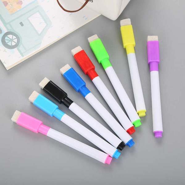 8 färger/pk whiteboardpennor med rengöringsmedel