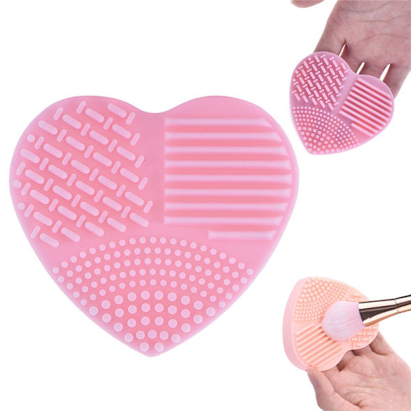 Färgglad hjärta Form rengöring Makeup borste rengöringsverktyg Pink