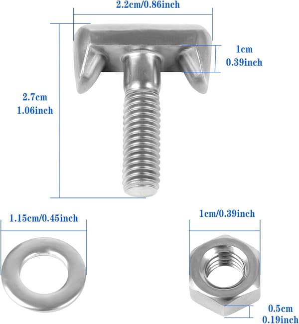 Batteri T-Bolt, 4 stk. T-Bolt batteriterminaler i rustfritt stål, ca.