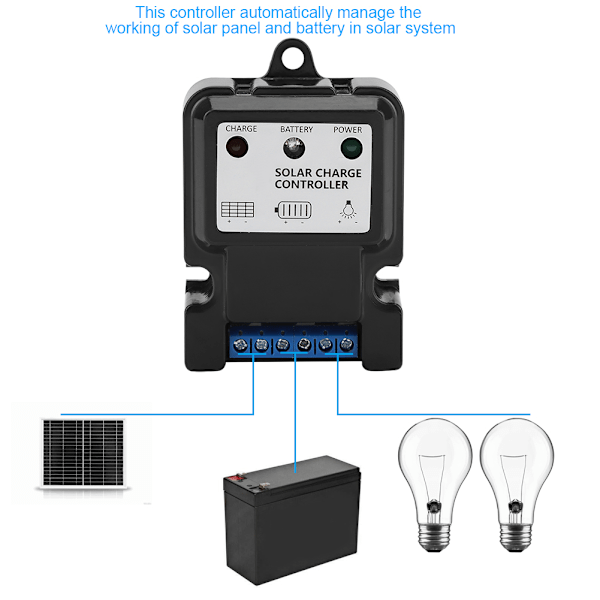 PWM Smart Solar Ladekontroller DHS 5S 6V/12V 10A for Effektiv Energistyring