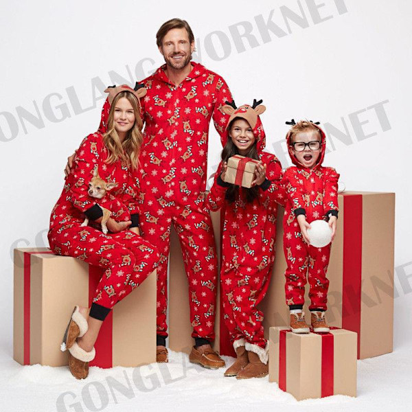 Julmode Huvtröja Tryckt Förälder-barn Outfit Jumpsuit Hemkläder 3T