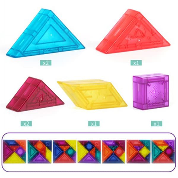 3D Magnetisk Tangram Byggeklodser Børn Hjernevrider Formgenkendelse Puslespil