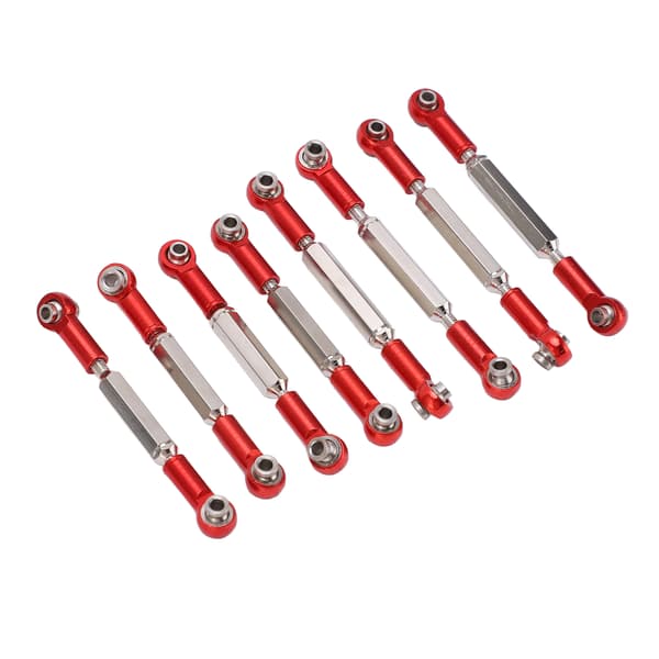 8 stk. Justerbar styretøjsforbindelse Aluminiumlegering Servo Forbindelsesstang til WPL C14 C24 B14 MN D90 D91 Rød