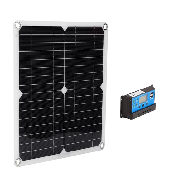 15W Solcellepanelsett Dobbel USB DC-utgang 100A Kontroller Blå for Bil Båt Batteri
