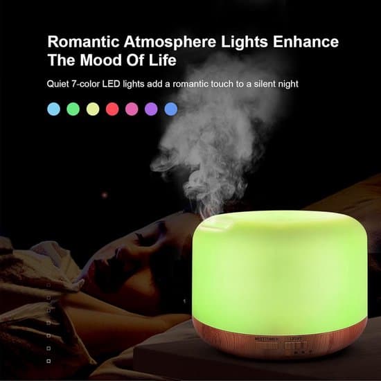300 ml eterisk oljediffuser - 7-färgs LED-lampor, automatisk avstängning - Lämplig för sovrum, yoga, kontor - Tyst sovrum - Vit - Ett stycke