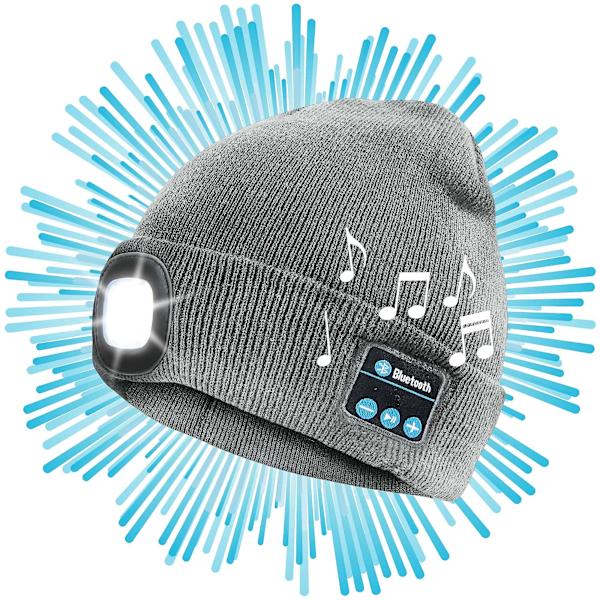 Bluetooth Led Beanie Varmisolerande Uppladdningsbar Hatt Gray