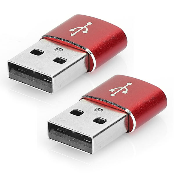2 KPL Alumiiniseos USB C - USB-sovitin Punainen lataus- ja synkronointidatansiirtoon