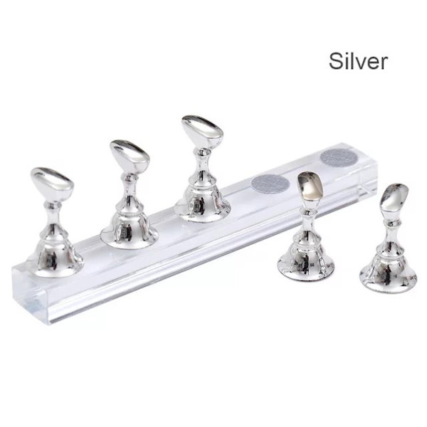 Nail Art schackbrädesställ Nail Practice Stand gold+silver