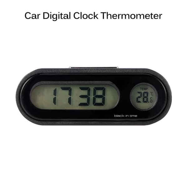 2 i 1 Bil Digitalt Termometer Ur med LCD Baggrundsbelysning Dashboard Temperatur Display Biltilbehør