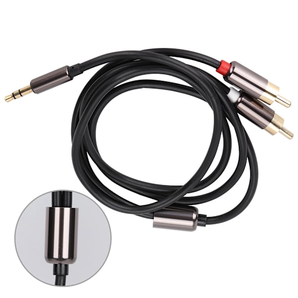 Højkvalitets 1m 3.5mm Han til 2 RCA Han Audio Adapter Kabel Sort