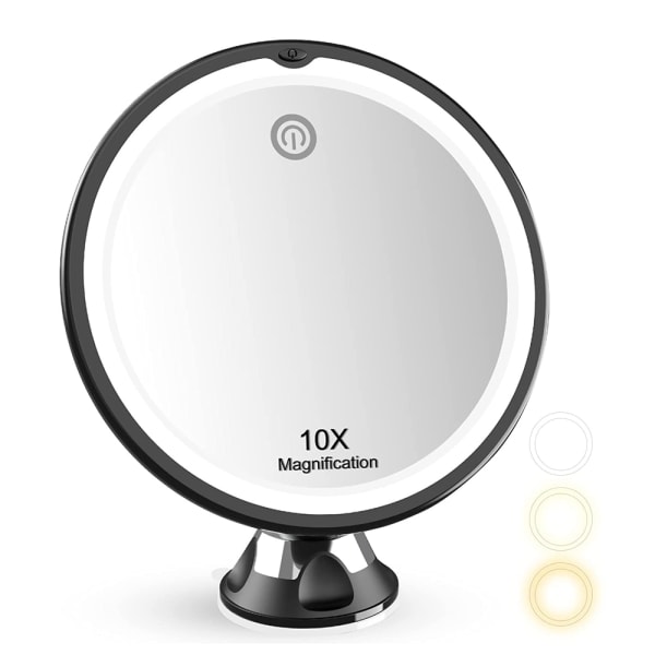 10X förstorande sminkspegel med led 360° spegel SVART SET BLACK SET