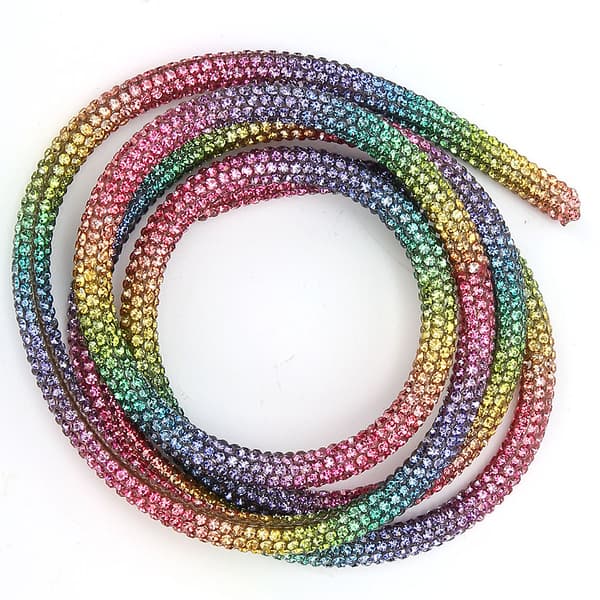 Regnbåge Strass Tub Rep Band för DIY Bröllopsklänning Kostym Dekorations Tillbehör