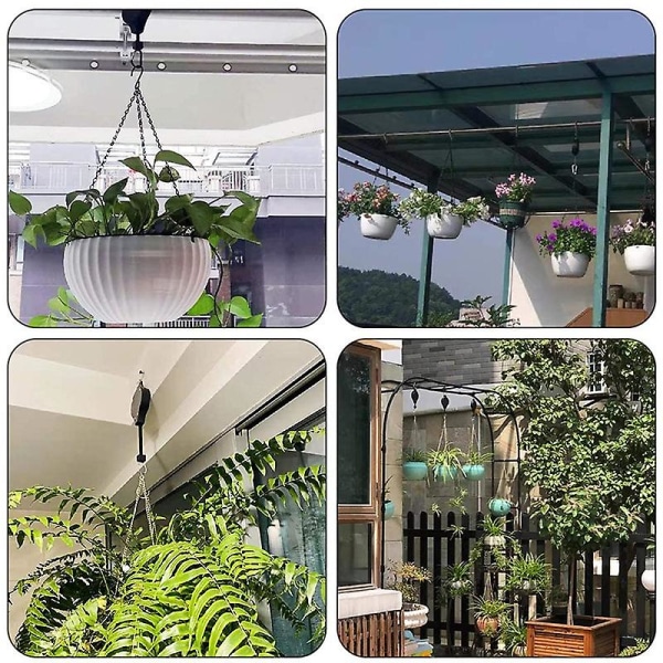 2st justerbar växtremskiva infällbar hängande planteringskärl Blomkorg Krokhängare för trädgårdskruka och utomhusfågelmatare