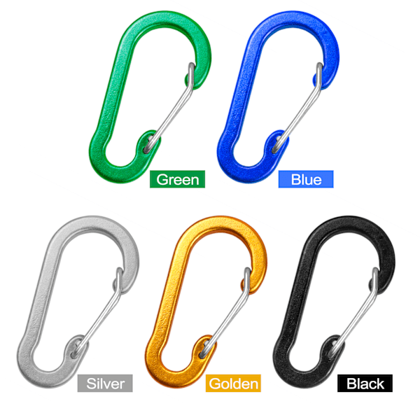 5-Pakning Mini Aluminium Karabinkroker for Nøkkelringer - Perfekt for Camping, Fotturer, Fiske og Ryggsekkturer