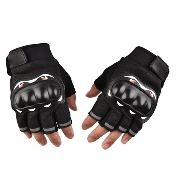 Touchscreen Hårda Knuckle Motorcykel Racing Handskar för Cykling & Bergsklättring, Halv Finger Aerobics Handskar i Svart Black