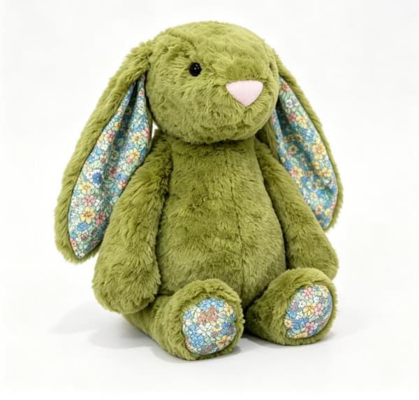 Jellycat Grønn Blomsterkanin Flat Leke, medium størrelse, 36 cm