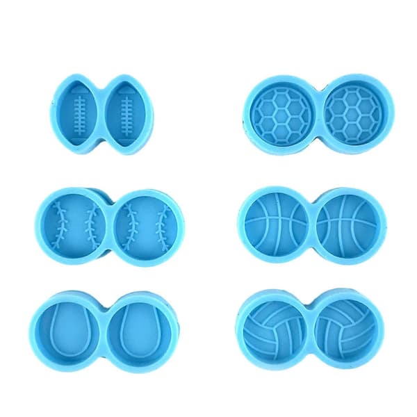 6 stk. øreringe-studs harpiks silikoneforme kugleformede charms epoxyharpiks støbeforme til smykkefremstilling DIY håndværk blå Blue