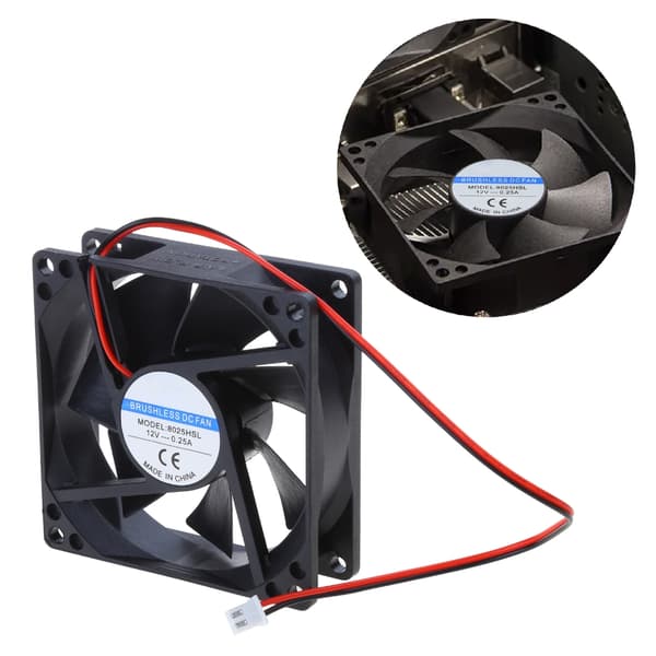 8025 til DC 12V 2-benet køleventilator 80mm lydløs CPU-ventilator til DC børsteløs med 20cm